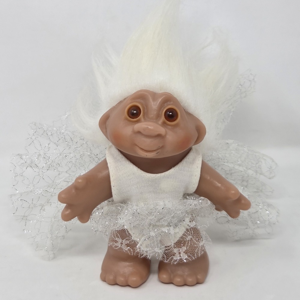 VINTANGE Norfin Troll Dam Doll Little Fairy‎ White Hair 1986 Outfit 5 In